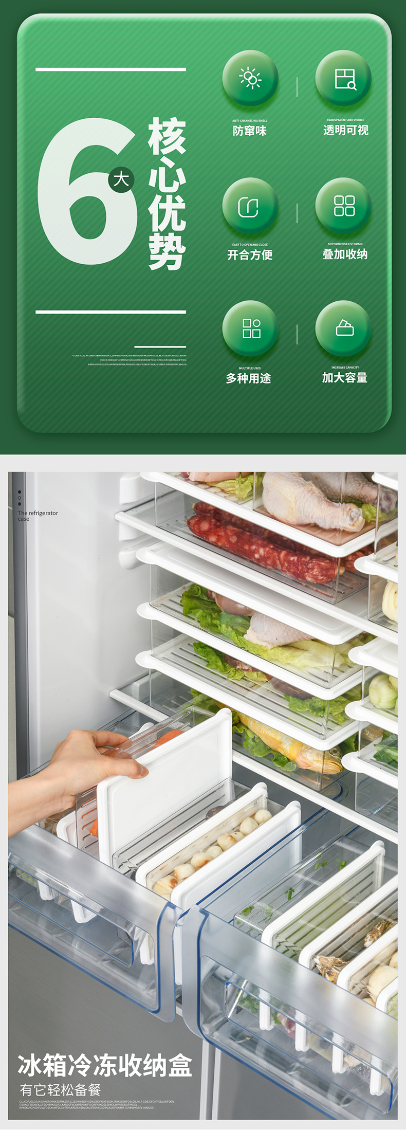 冰箱收纳盒冰箱保鲜盒批发冰箱抽屉侧门收纳盒带盖子冰箱储物盒详情9