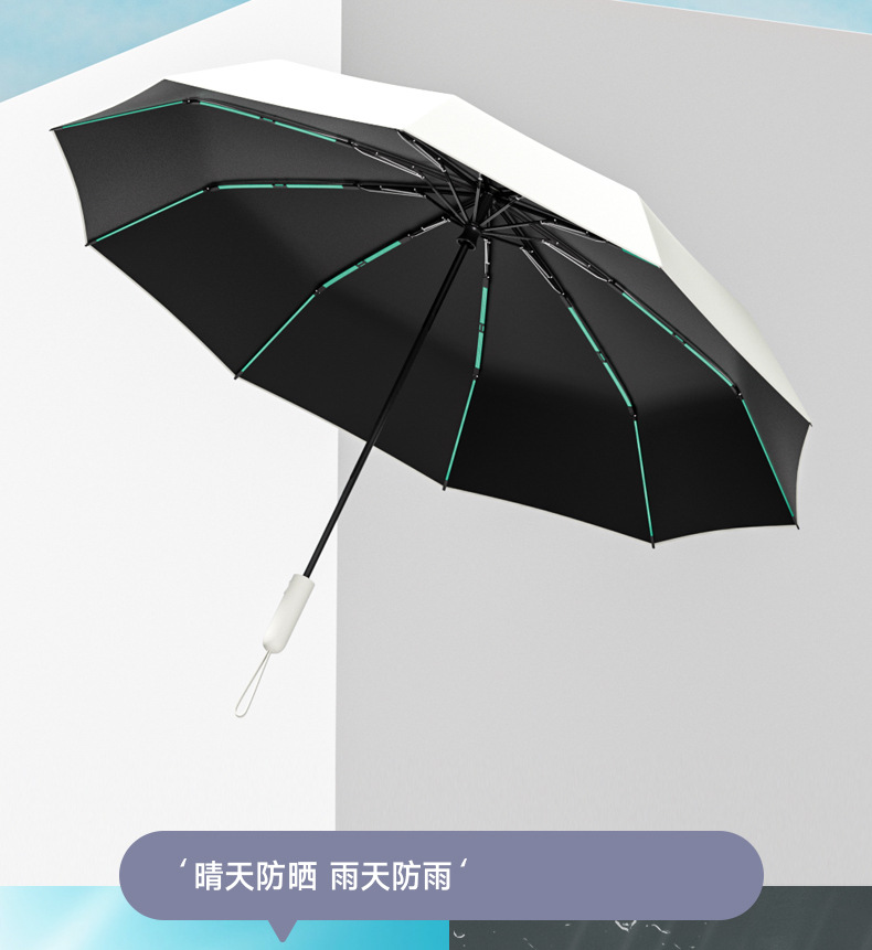 新款三折10骨自动雨伞黑胶莫兰迪色太阳花手柄遮阳礼品伞加印logo详情18