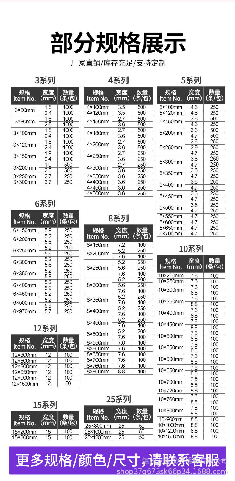 尼龙扎带100根一包Nylon cable tie黑白色塑料扎带大量批发厂家详情15