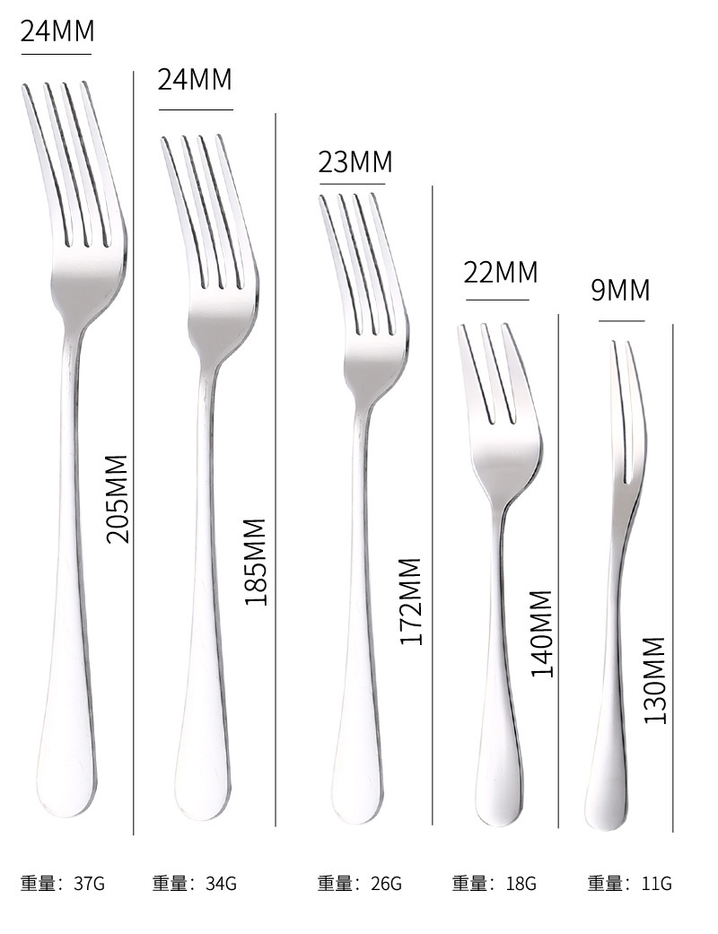 1010不锈钢刀叉勺餐具套装酒店家用304西餐具牛排刀咖啡勺水果叉详情7