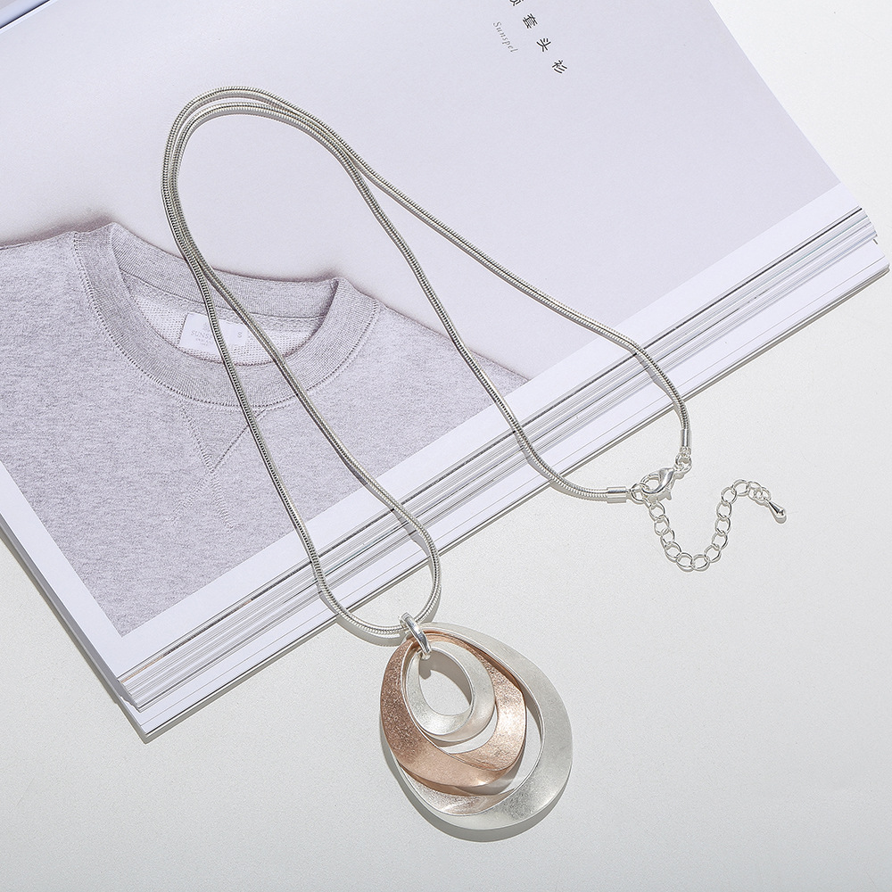 毛衣链跨境亚马逊爆款女士拉丝水滴高级感女饰品复古简约长项链详情8