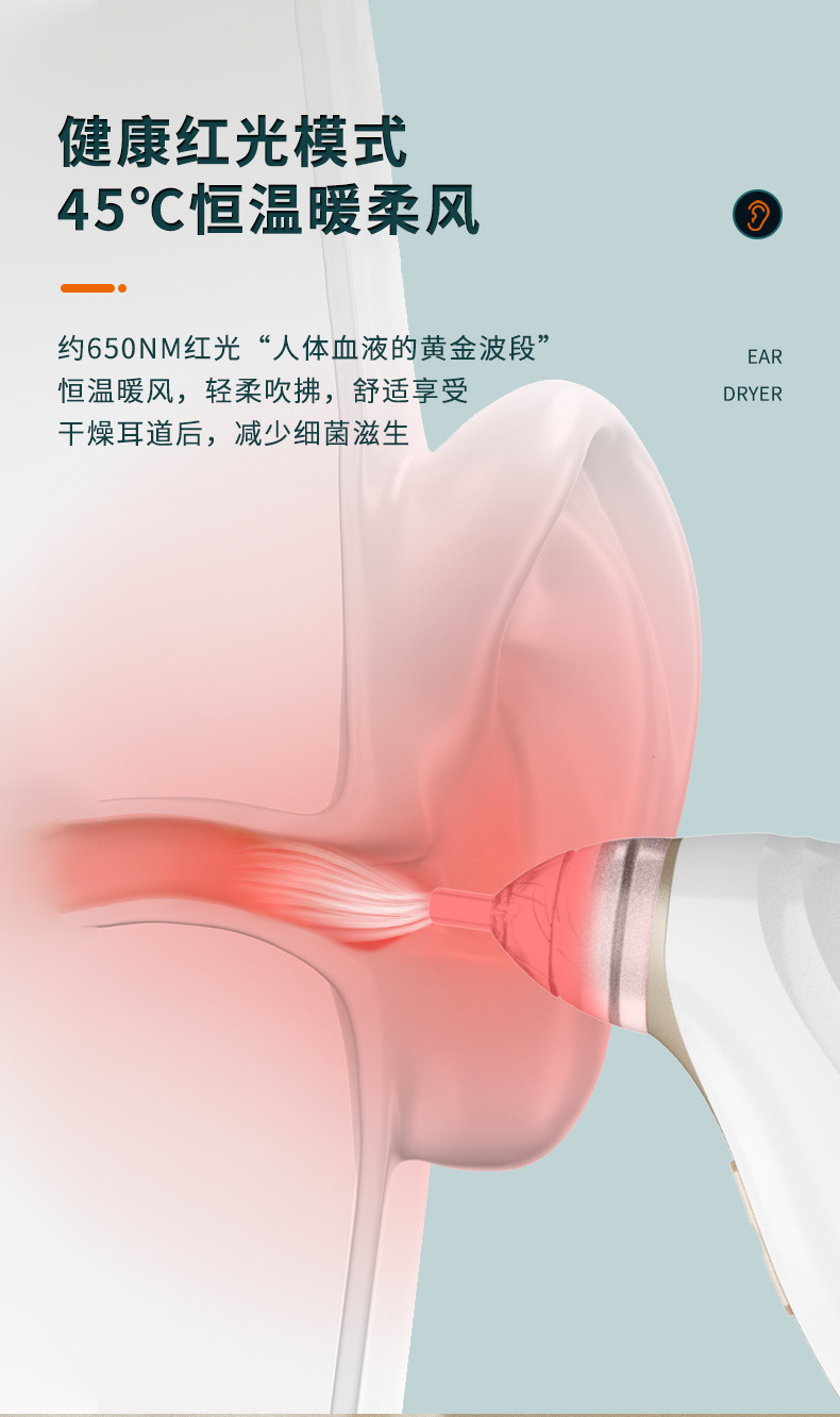 shanilak   新款恒温干耳器耳朵干燥器耳道烘干机红光耳朵护理干耳宝家用批发详情6