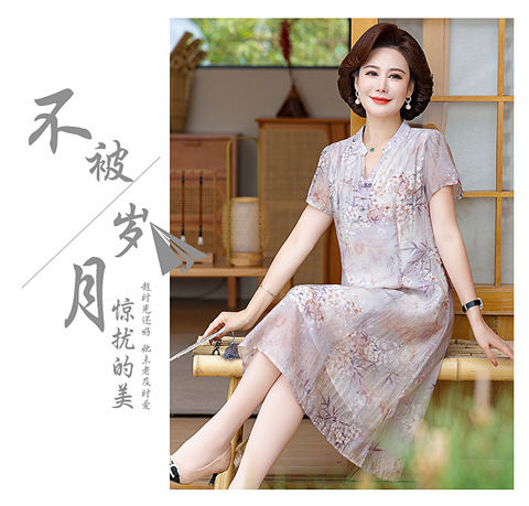 中老年妈妈连衣裙2024夏季新款国风设计年轻妈妈宽松透气时尚夏装详情10