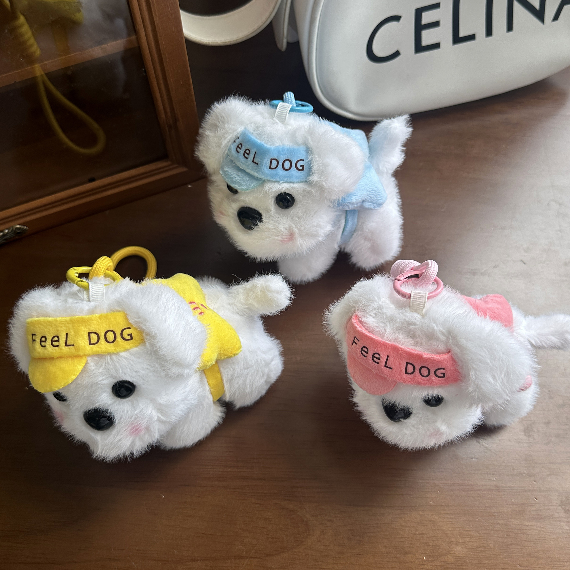 网红可爱萌棒球帽小狗挂件毛绒玩具公仔书包包挂饰钥匙扣娃娃玩偶详情3