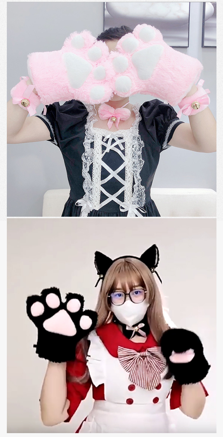 One-piece delivery of Japanese-style cute and adorable plush cosplay performance props, cat paw gloves, popular cat paw gloves pic 17