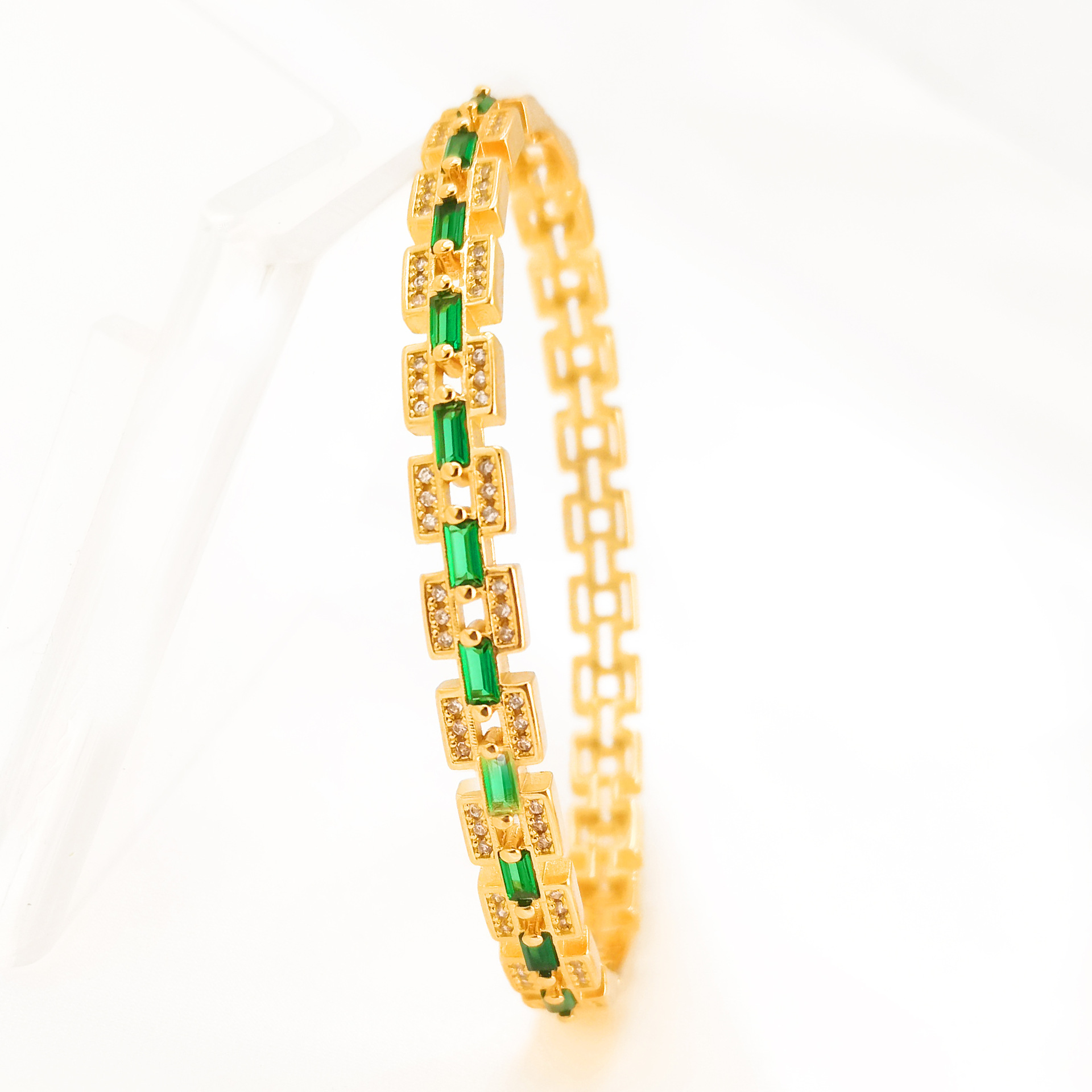 Yama Cross-border European and American high-end Fashion Golden painted oil Drip Micro-inlaid leopard Open Bracelet Ring set pic 11