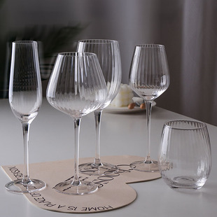 Handcrafted luxurious prism wine glass, crystal glass, Bordeaux Poly aroma wine glass, European vertical striped highball glass pic 5