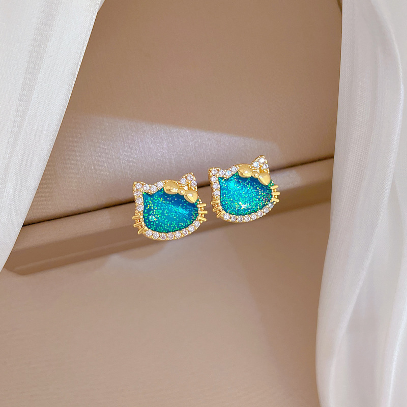 【钛钢】炫彩蝴蝶结猫咪轻奢气质华丽满钻项链女百搭锁骨钛钢链详情17