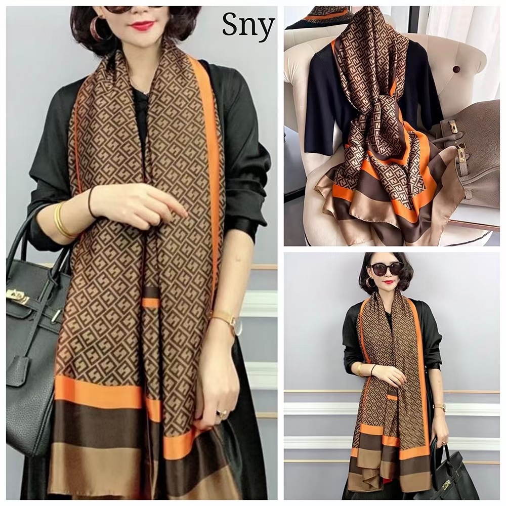 夏季仿真丝丝巾时尚高档大牌长巾防晒真丝丝巾批发围巾披风女夏天详情15