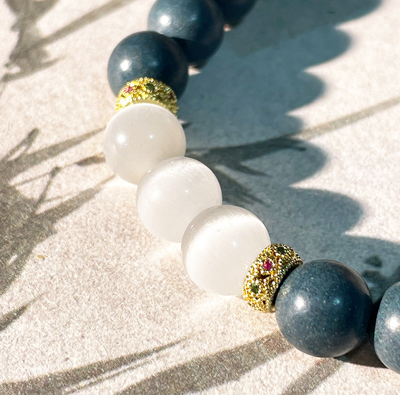 天然合香珠手串单圈精致DIY佛珠女士国风蓝药师手工古法直播爆款详情3