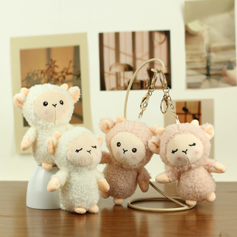 Cute little sheep plush toy pendant, muddled sheep bag pendant, keychain figurine, schoolbag pendant, little sheep pic 1