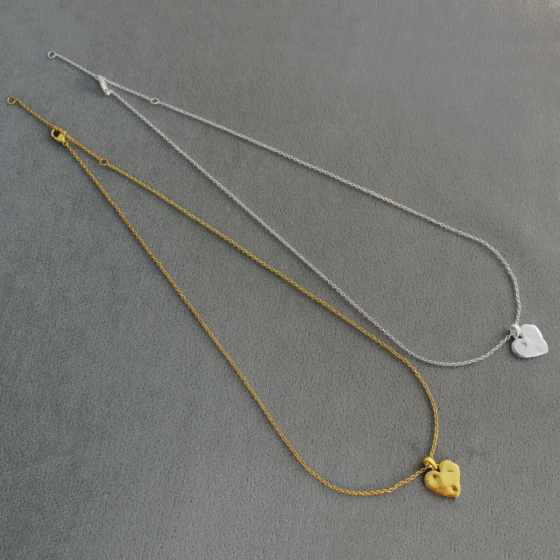 25年春季不规则爱心项链文艺复古简约气质百搭个性肌理爱心锁骨链详情9