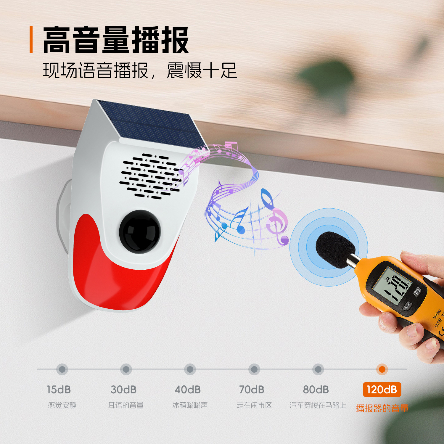 太阳能声光报警器户外太阳能语音播报器人体感应警报器动物驱赶器详情3