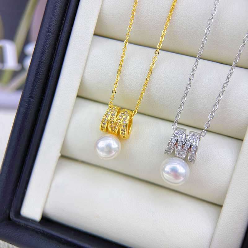 diy pendant empty stand copper-plated real gold slightly inlaid zircon pearl pendant necklace empty stand gemstone pendant wholesale pic 13
