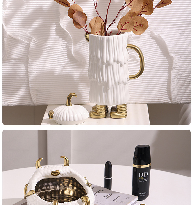 Nordic black and gold fun monster storage cans, creative decoration rooms, homestays, TV cabinets, soft furnishings, daily necessities, dust-proof glass sealed cans pic 20