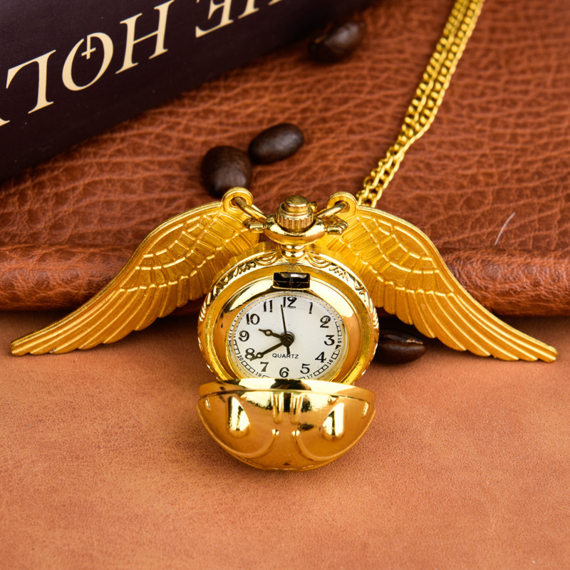 Small golden blue ball pocket watch with golden small light ball and large wings manufacturer wholesale 8890 pic 7
