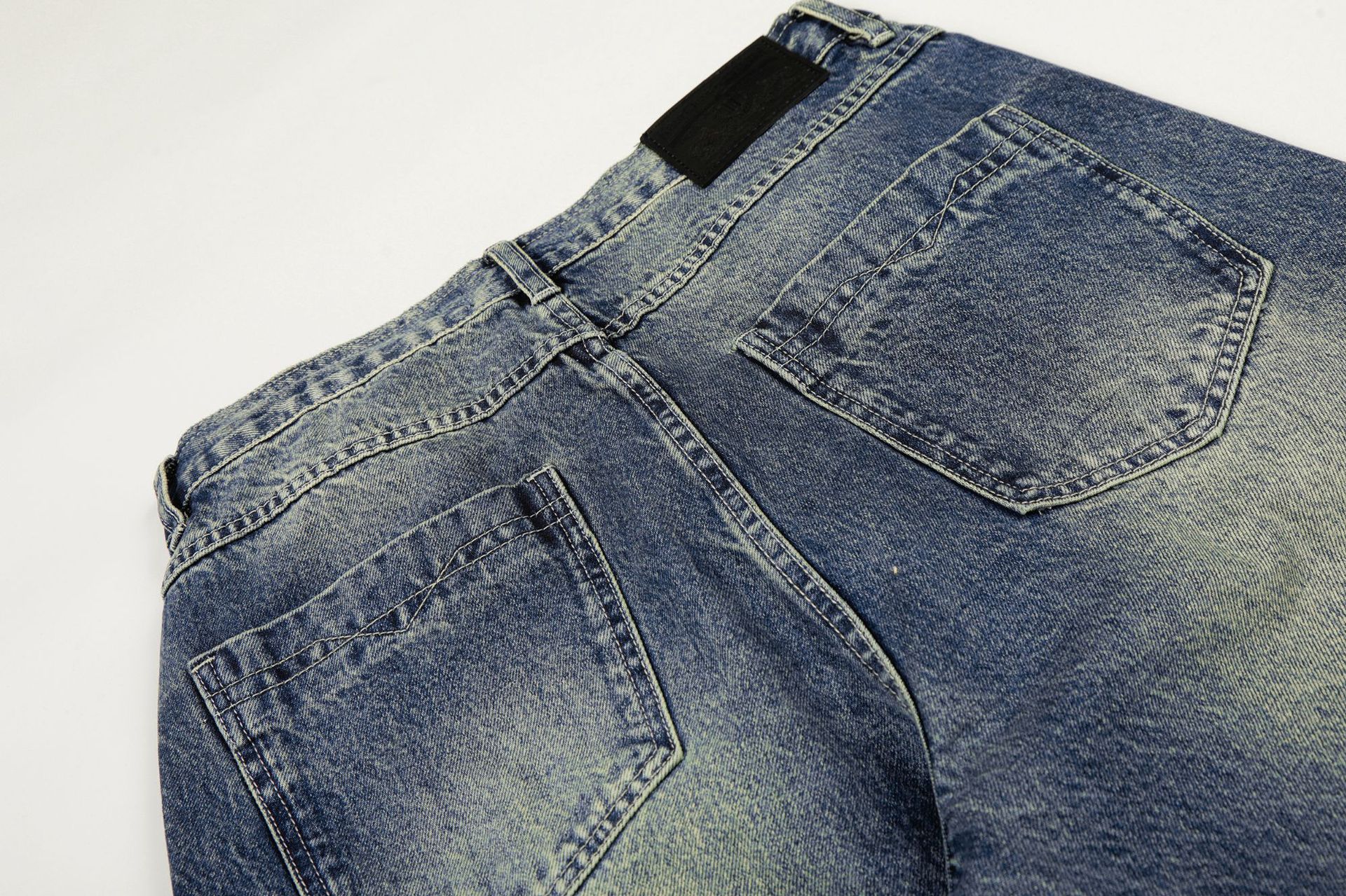 陆晟闪电纹做旧阔腿牛仔裤男女潮流美式复古水洗街头风休闲裤子潮详情18