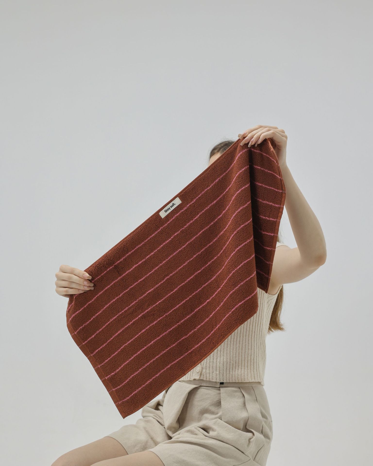 New autumn and winter fine-striped color-blocked towels, combed pure cotton adult absorbent bath towels, color-blocked striped adult towels pic 8