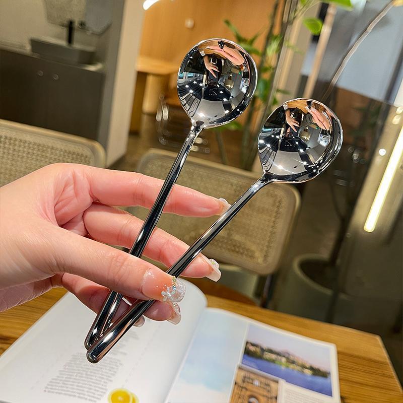 304不锈钢勺子高颜值餐具长柄汤勺家用雪糕电饭锅甜品拌饭调羹详情5