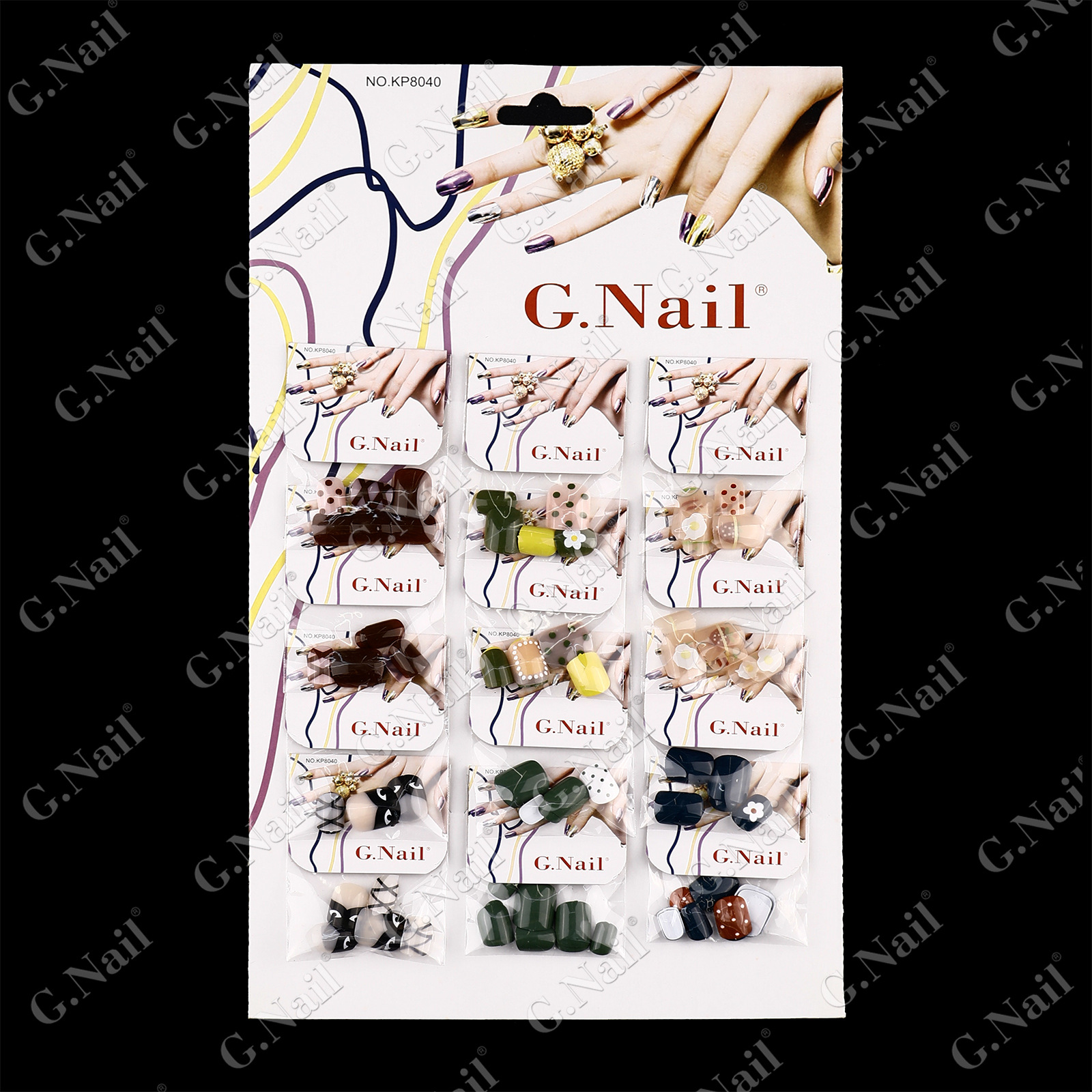 Gnail正品卡装12包一套欧美热销 彩色美甲假指甲套装穿戴甲批发详情5