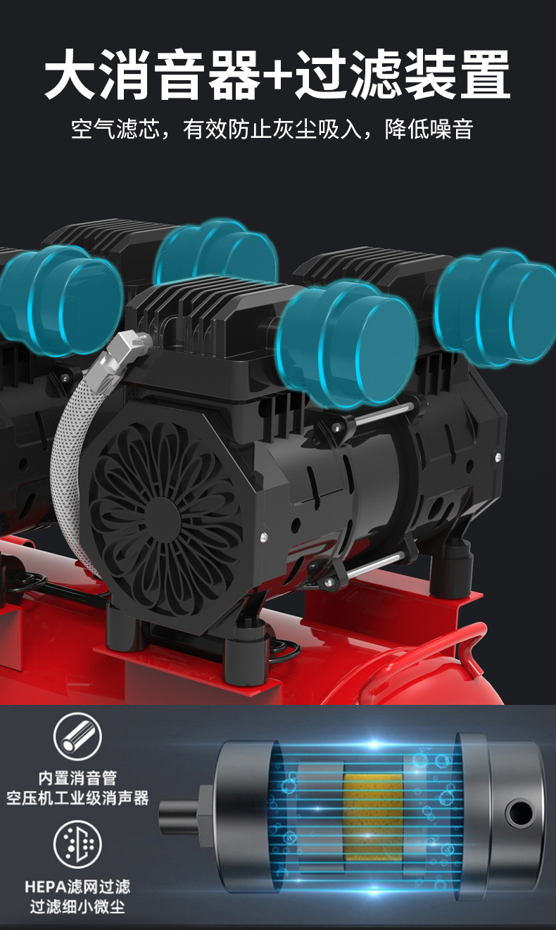 Bison Bosen mechanical air compressor oil-free household low-frequency 220v110v air compressor, woodworking, dental, real stone paint, industrial and household pic 4