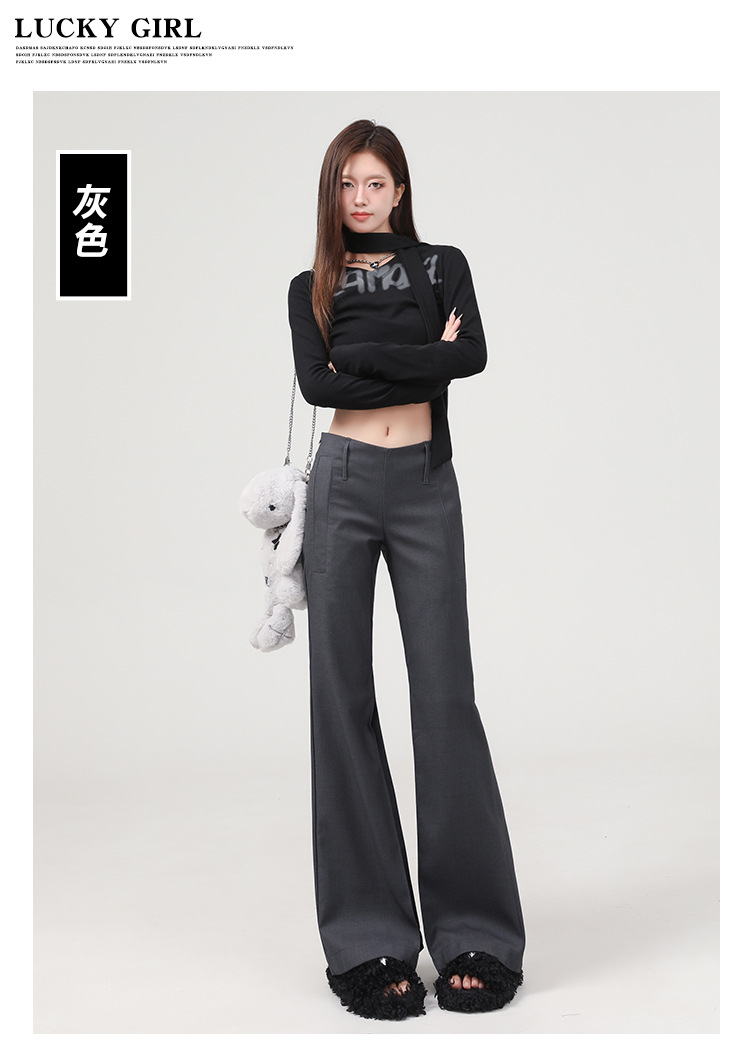 橙绢女装#修身微喇西装裤女2025春季新款高级感垂感薄款马蹄裤子详情13