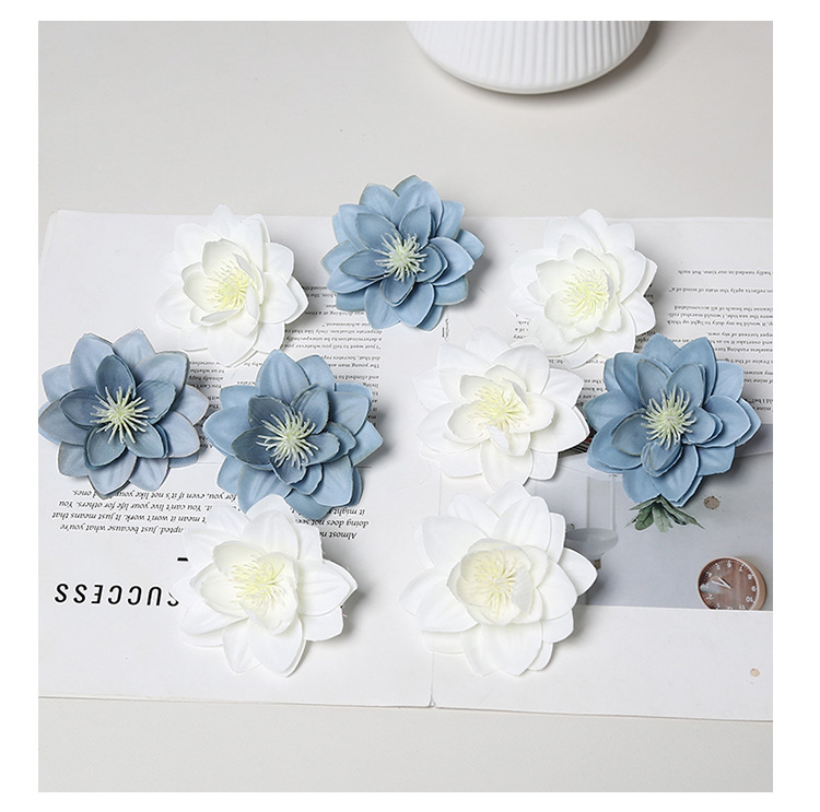 仿真花荷花头 新款diy材料包头饰簪花配件花朵婚礼堂花墙胸花摄影详情9