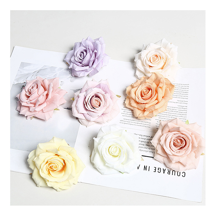 10cm角玫花头仿真花渐变多色ins风手工DIY配件手腕花胸花蛋糕装饰详情9