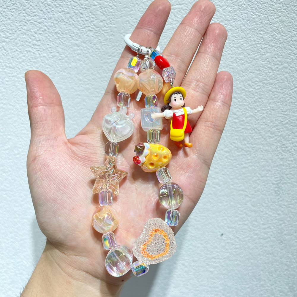 Douyin live streaming: Strawberry phone chain, sugar hand-painted beads, diy phone back clip, chain, beaded pendant, bag pendant pic 3