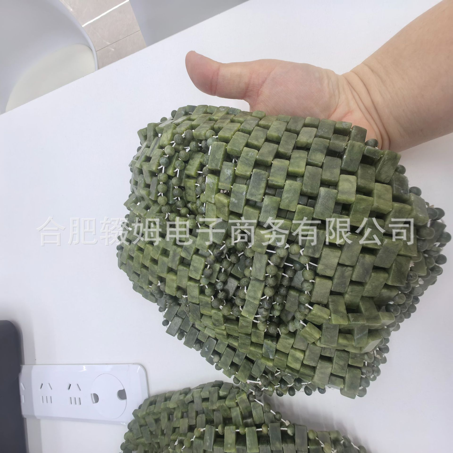 天然绿凤玉玉石面膜面罩亚马逊眼罩玉石眼帘手工编制眼部冰敷眼罩详情6