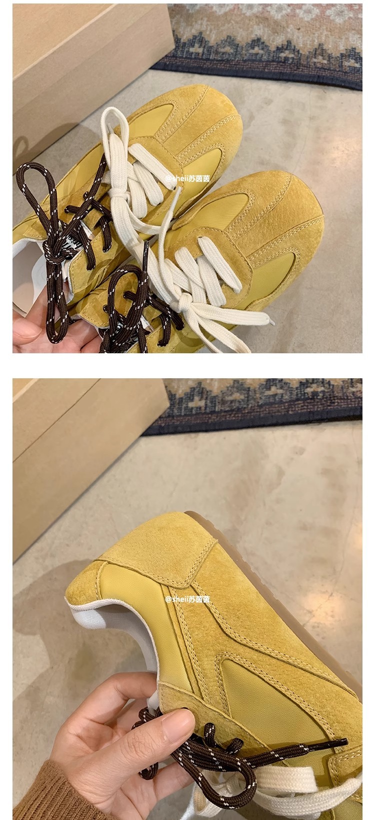 苏茵茵同款 韩国女高~2025复古鸳鸯鞋带休闲鞋运动德训鞋女阿甘鞋详情20