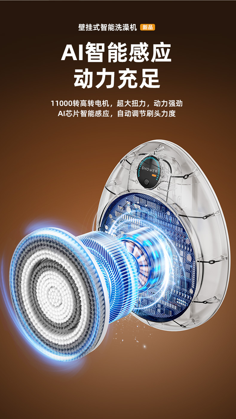 Máquina de baño inteligente automática montada en la pared baño eléctrico móvil cepillo de baño baño artefacto frotar espalda multifuncional pic 21