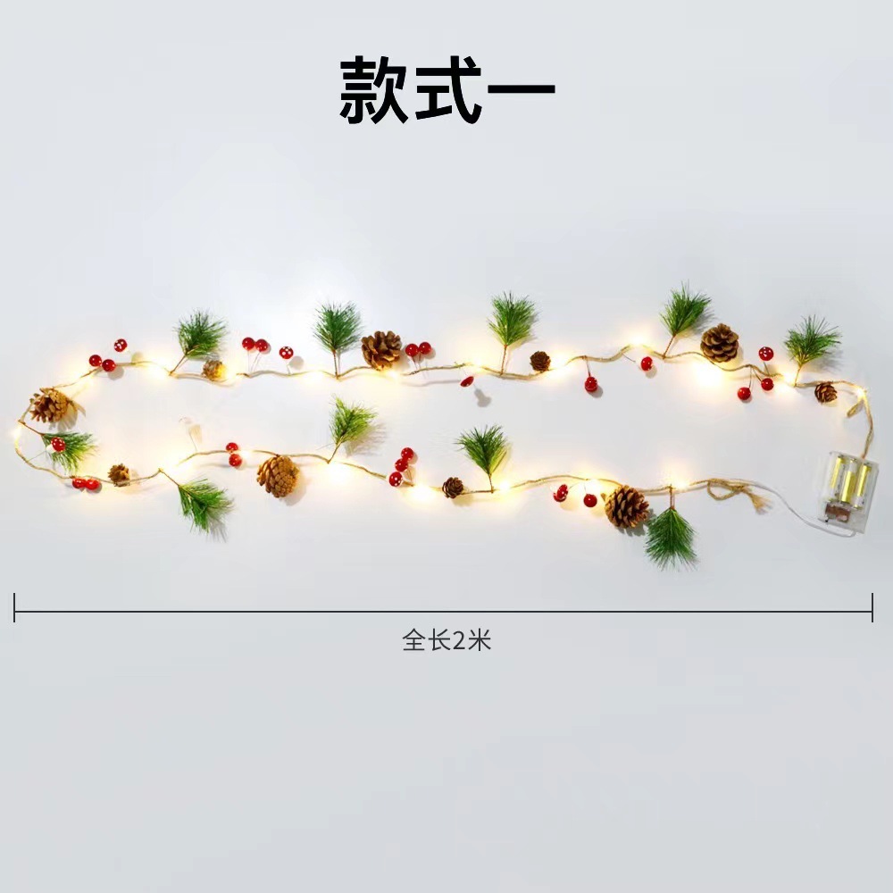 圣诞新款led铜线灯串红果松果松针圣诞藤条工艺灯节日庭院装饰灯详情25