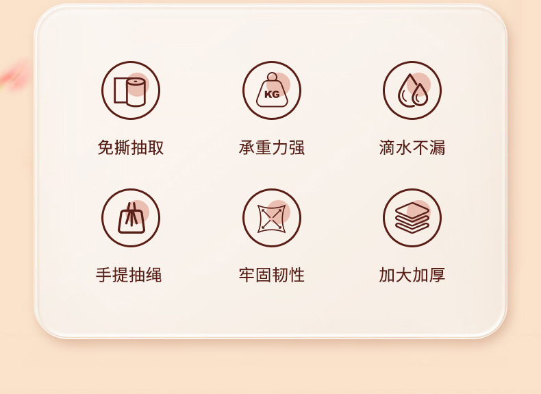 桃色免撕抽绳垃圾袋加厚不易破收口垃圾袋手提式塑料袋家用厨房详情3