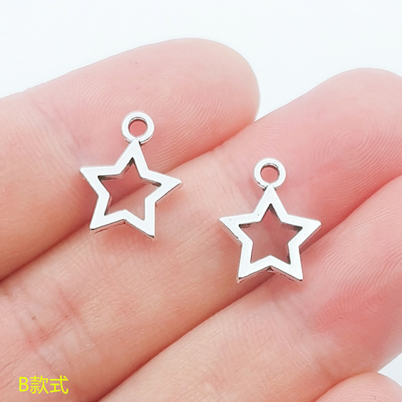 New trendy retro silver hollowed-out five-pointed star pendant diy alloy jewelry accessory pic 7