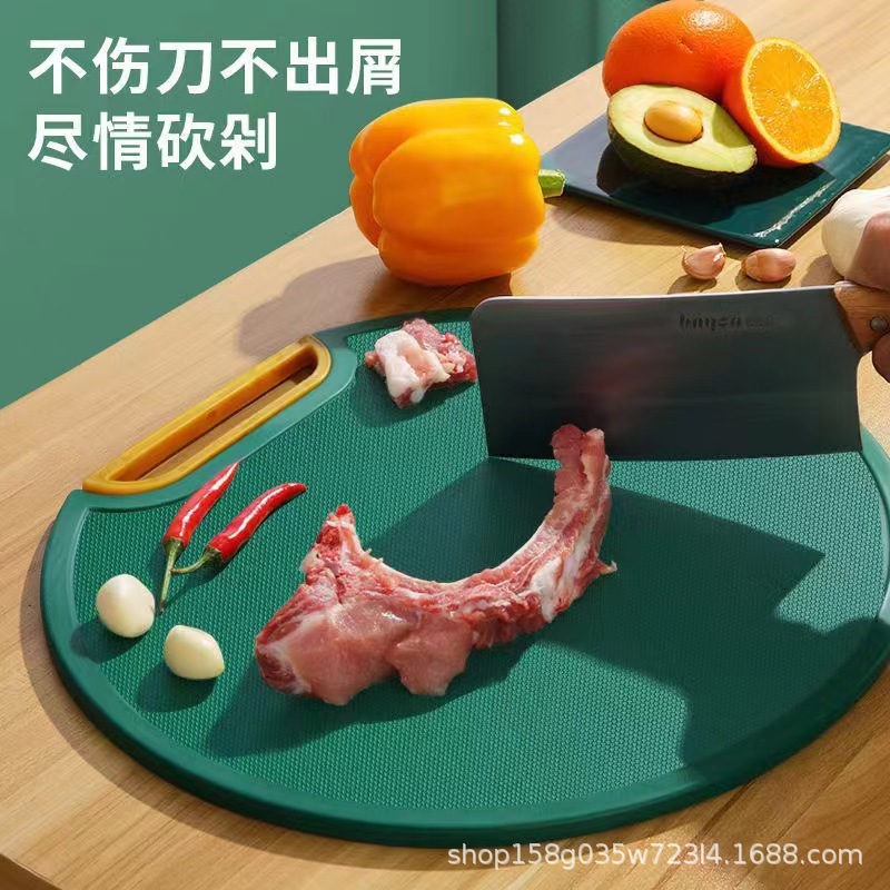 Standing cutting board, household pressure-resistant and mold-proof food contact grade PE cutting board, cutting board, plastic round panel pic 3