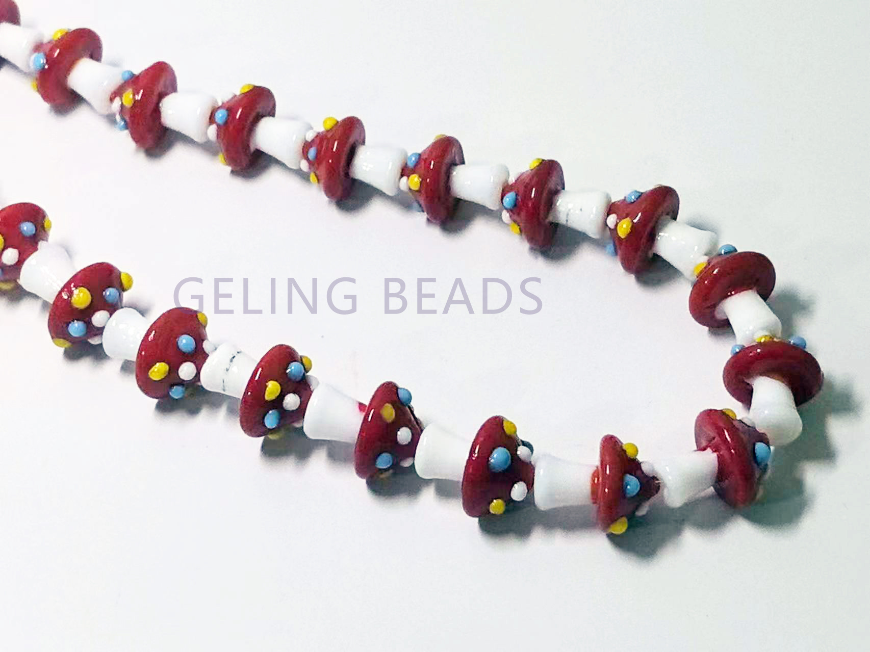 精美古法灯工香灰琉璃蘑菇耳环项链手链手机链斜挎链DIY饰品配件详情9