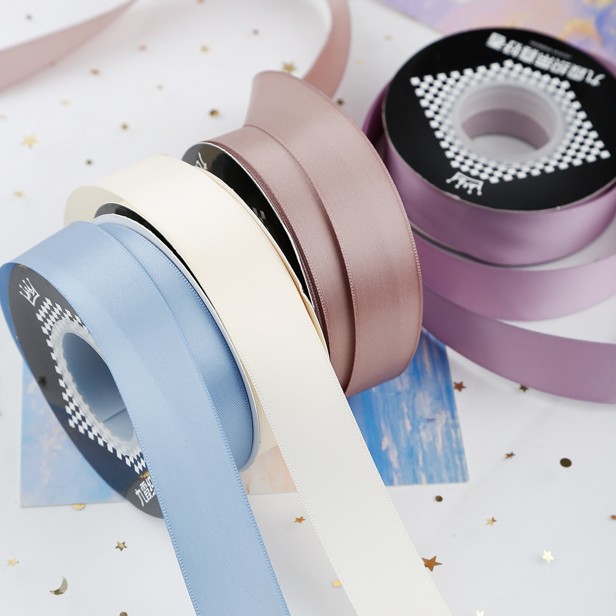 奈斯织带2.5cm双面加密丝带DIY涤纶缎带礼盒包装花束装饰蛋糕绶带服装配饰围巾丝巾防晒衣配件详情2