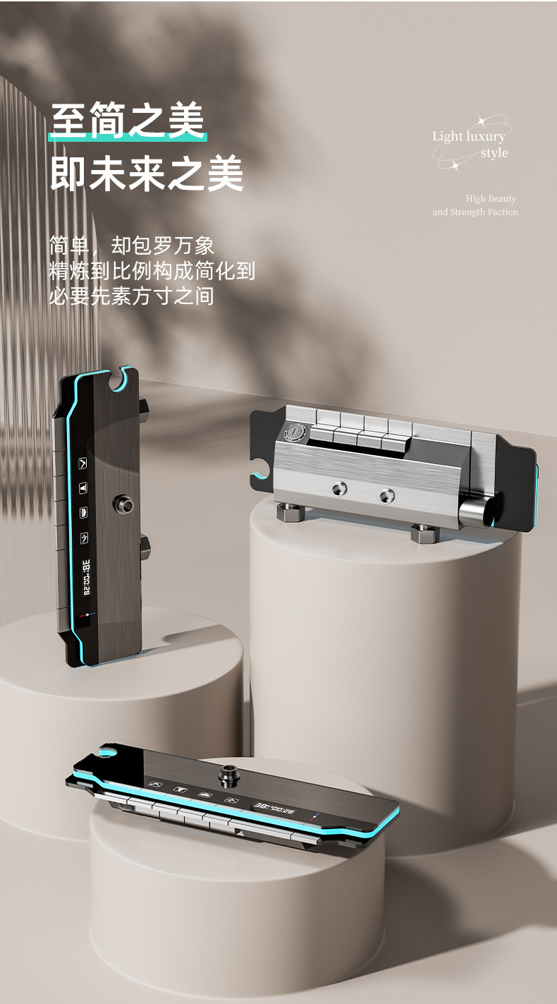 Best-selling showerhead set, shower gun, grey piano key, ambient light, hotel bathroom, home constant temperature digital display pressurized rain shower pic 13