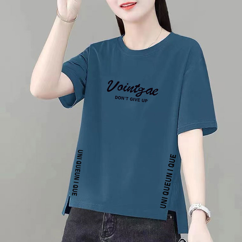 100%纯棉短款短袖t恤女夏季2024年新款时尚宽松小衫上衣体恤夏装详情14