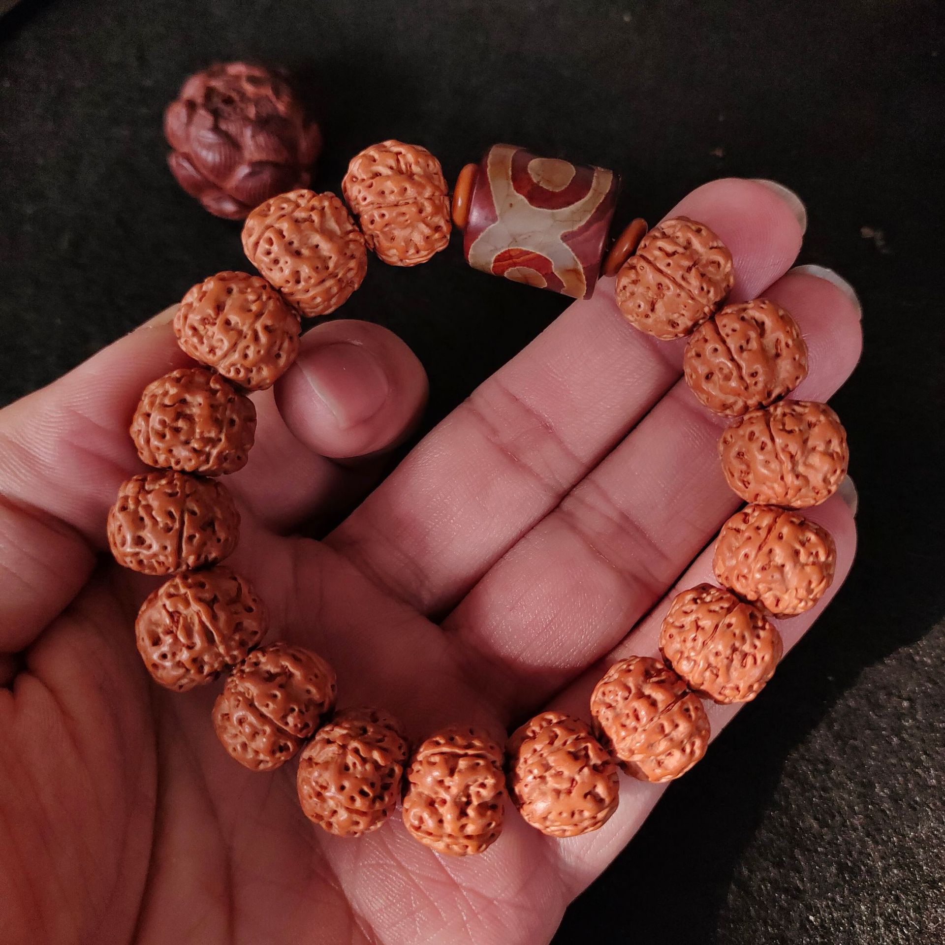 天然小金刚菩提手串搭玛瑙三眼天珠手链爆肉金刚菩提子男盘玩念珠详情4