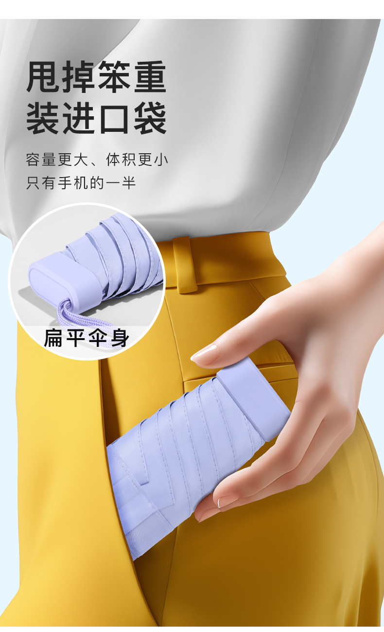 扁五折伞小巧便携卡包伞遮阳防晒防紫外线太阳伞胶囊口袋晴雨伞详情5
