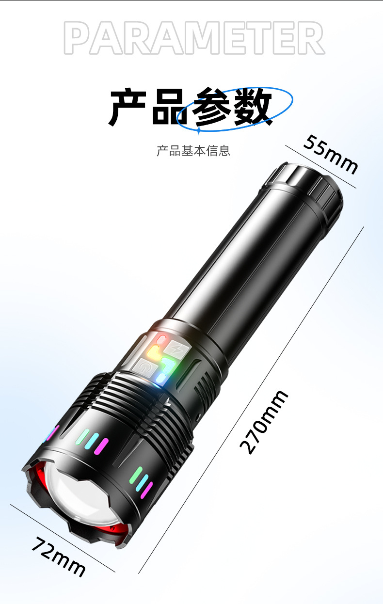 New custom aluminum alloy flashlight, high-intensity laser gun, long-lasting zoom, rechargeable lighting fixture, laser lamp for special use pic 11