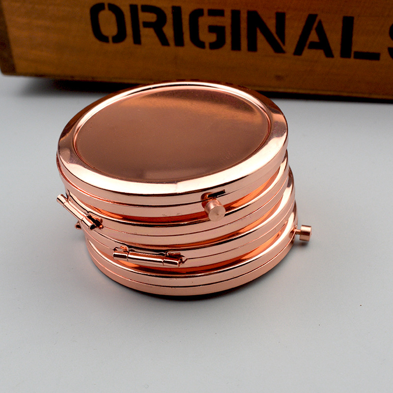 金属镜底 化妆镜 镜子底胚 双面折叠小镜子滴胶公司logo图详情1