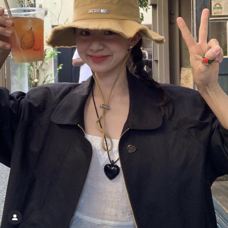 fever同款皮质爱心麻绳项链 黑桃心时髦百搭可调节可爱辣妹项链详情3