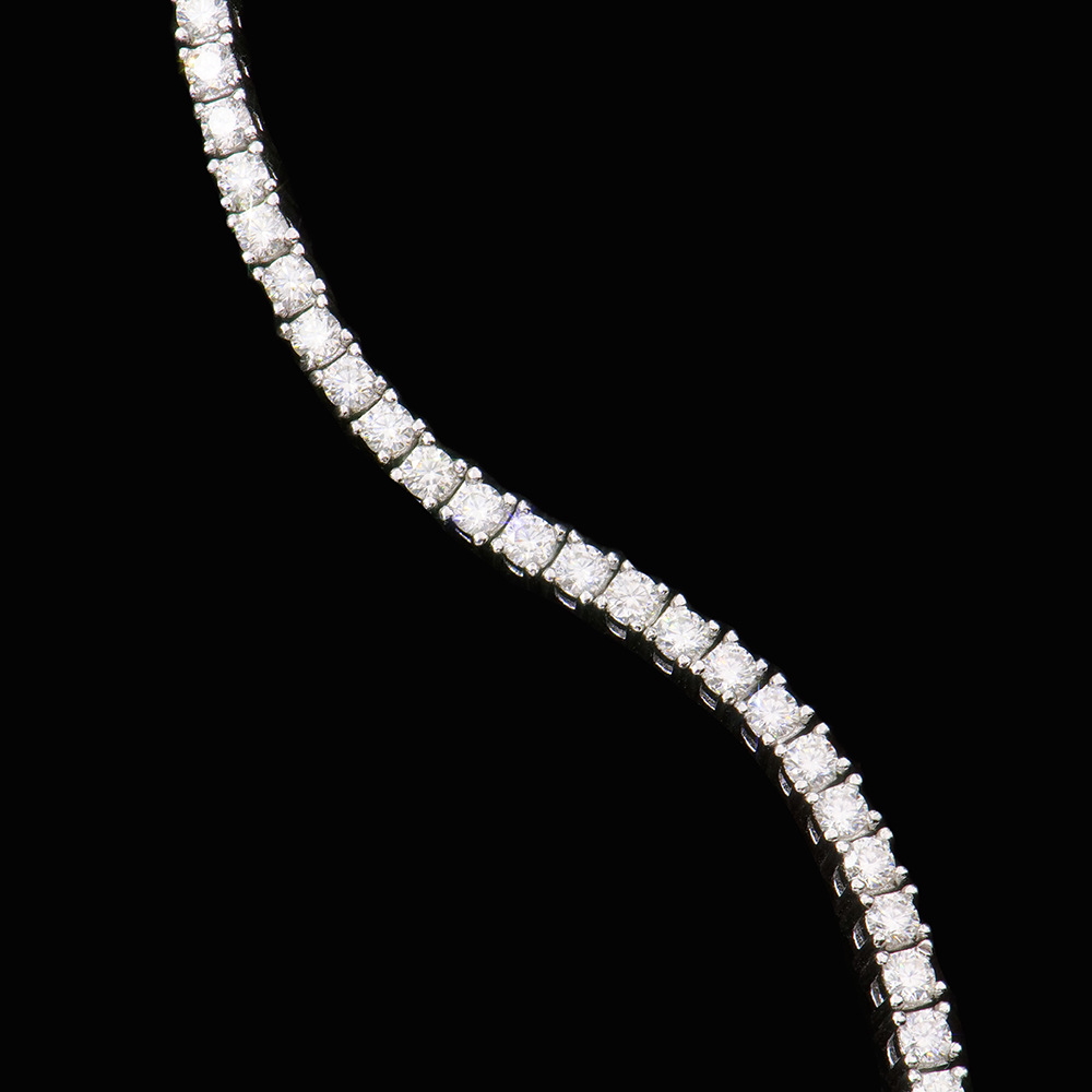 欧美风男士纯银手链2MM水钻镶嵌莫桑石时尚饰品送男友潮流款详情11