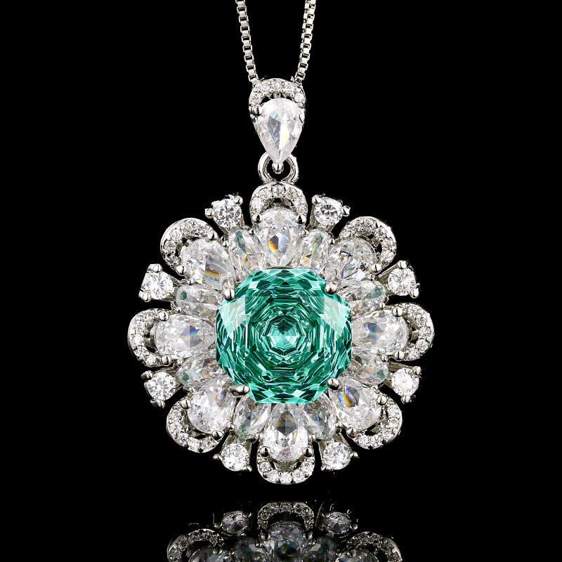 2025新款庄生生珠宝铜底镀金仿真千禧帕拉绿花朵套装主石12-10mm详情5