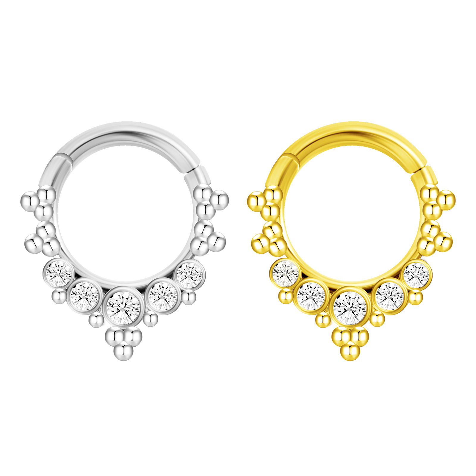 圆形镶钻耳饰鼻环穿刺 欧美跨境外贸耳饰批发 独特设计穿刺饰品 时尚潮流其他穿刺饰品详情1