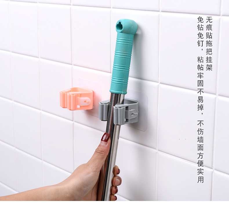 Mop rack, no-hole mop clamp, mop hook, bathroom hanging rack, powerful wall-mounted storage, load-bearing kitchen pic 2