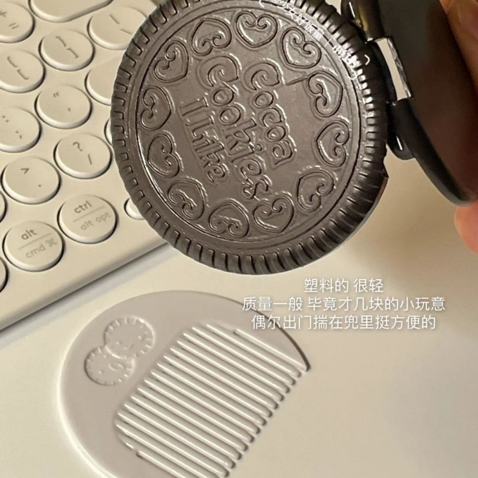 创意ins可爱奥利奥巧克力饼干镜子户外便携随身镜迷你折叠化妆镜.详情2